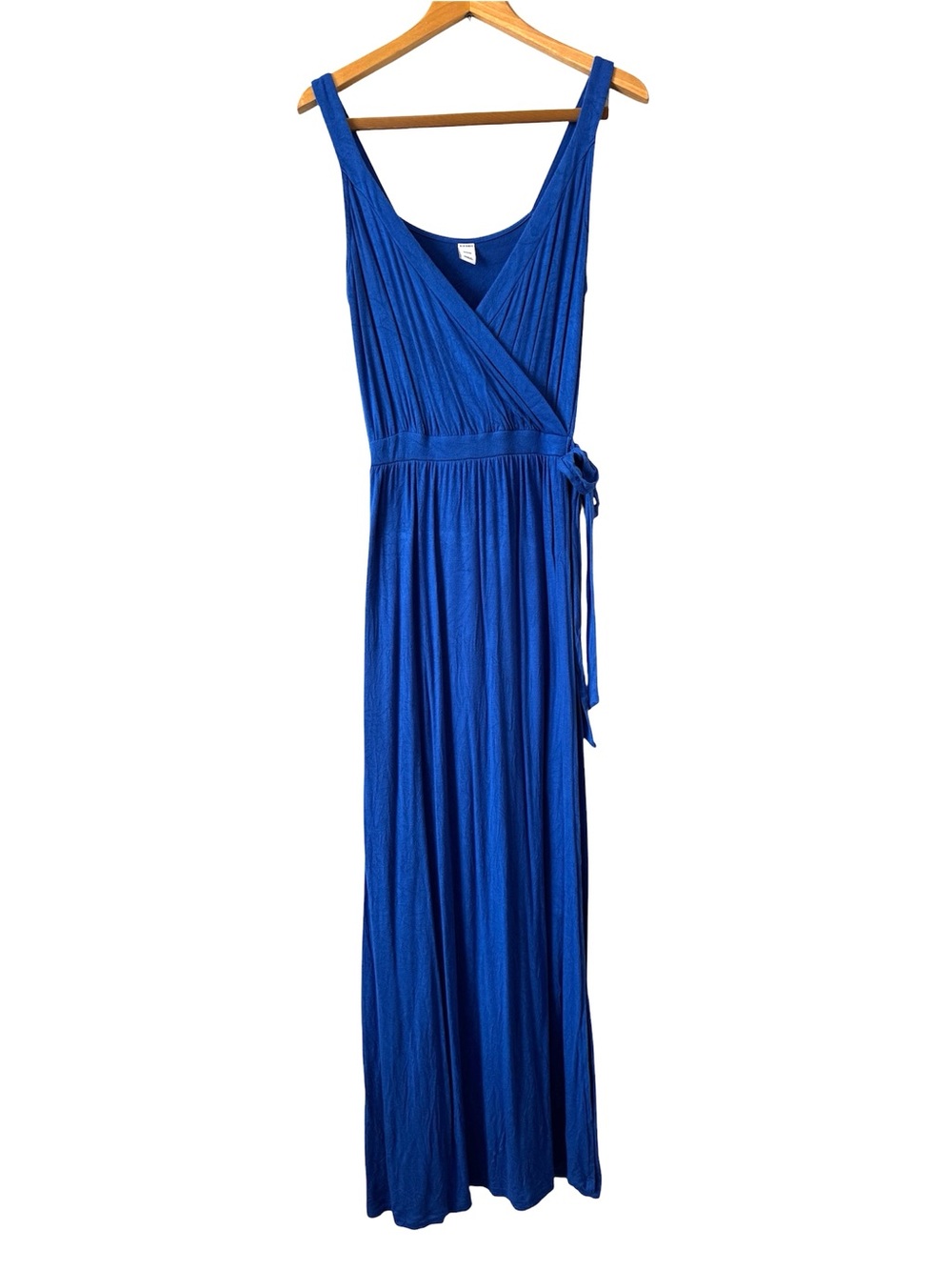 Old Navy Sleeveless Faux Wrap Tie Jersey Maxi Dress Size M Blue Summer Vacation